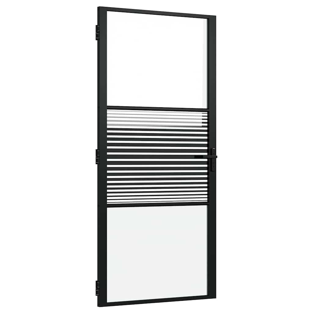 Glasdörr Randig Svart Aluminium