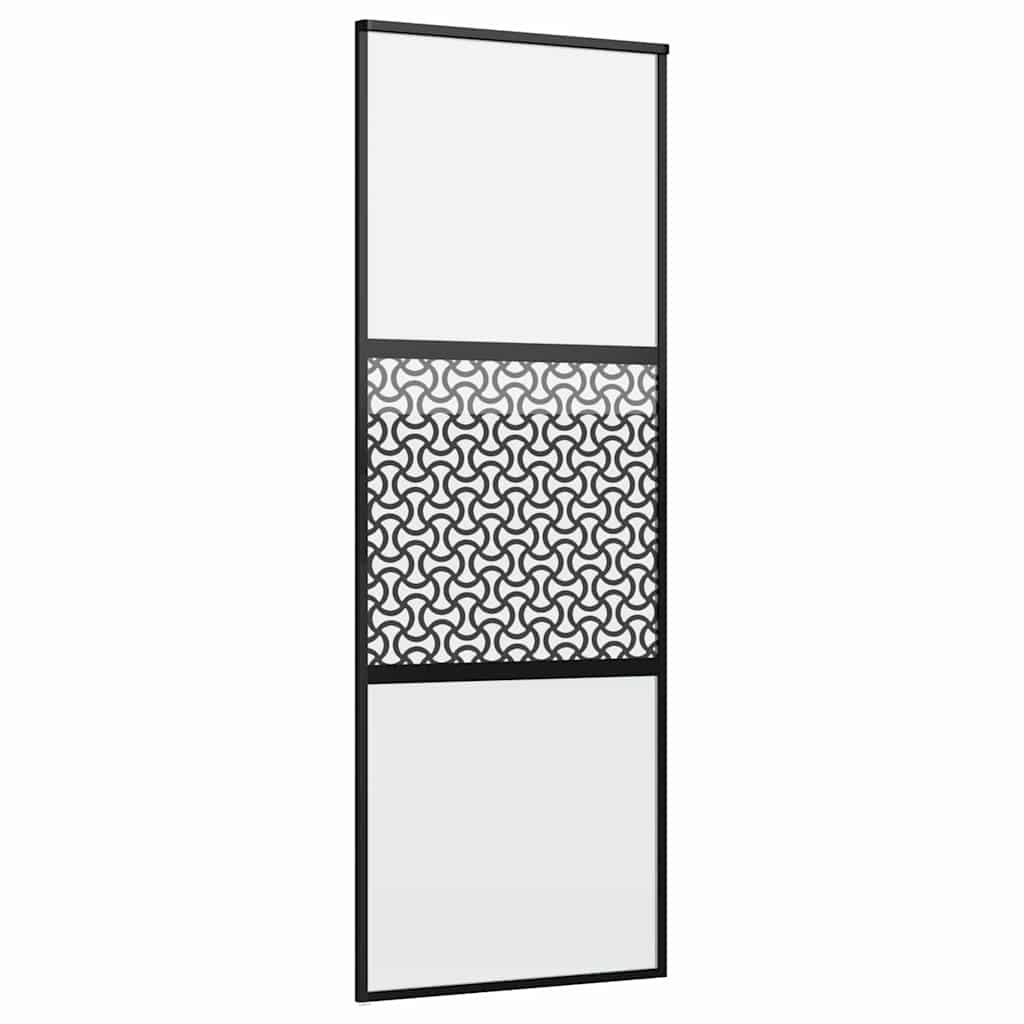 Glasdörr Fiskfjäll Svart Aluminium