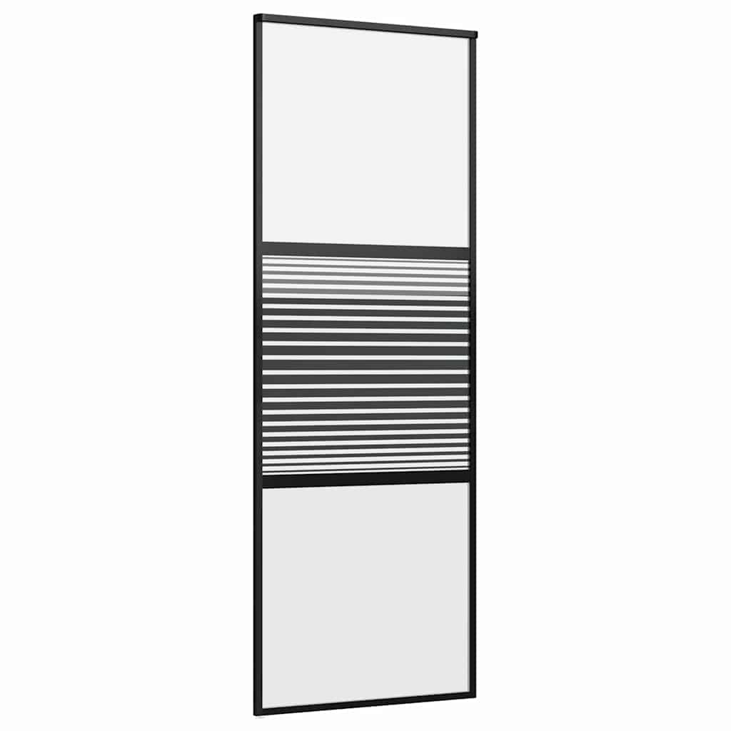 Glasdörr Randig Svart Aluminium