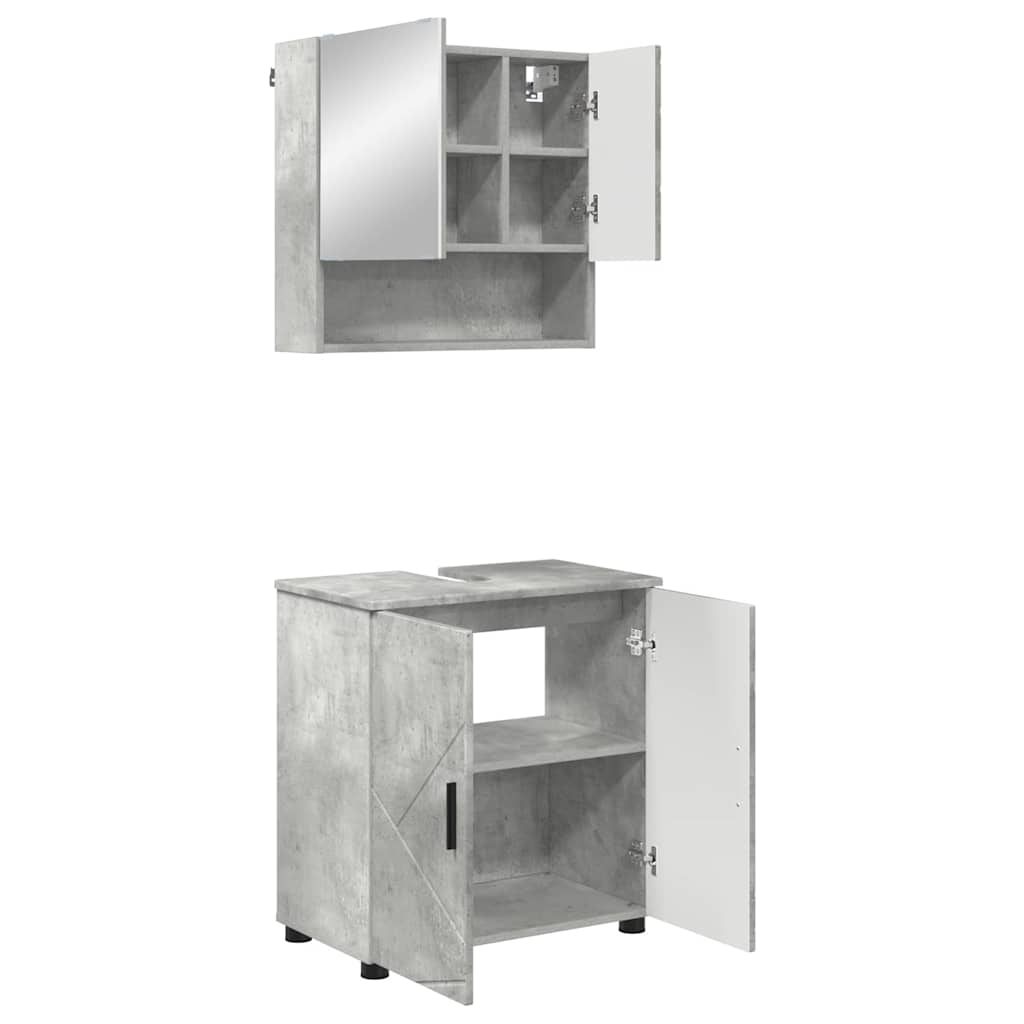 Badrumsmöbelset 2 Pcs Betonggrå Konstruerat Trä & Metall