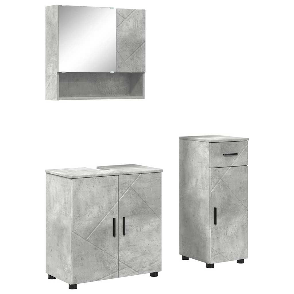 Badrumsmöbelset 2 Pcs Betonggrå Konstruerat Trä & Metall