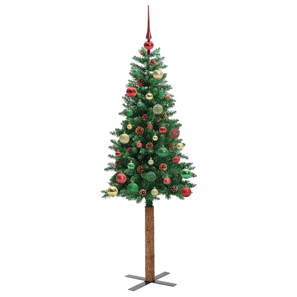 Smal Julgran med 150 LED-lampor Grön 150 Cm PVC och Solid Furu
