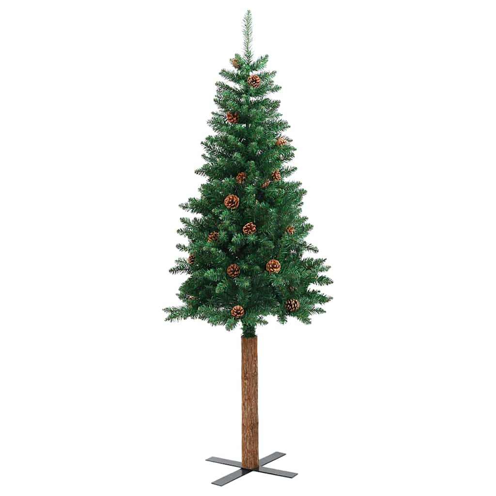 Smal Julgran med 150 LED-lampor Grön 150 Cm PVC och Solid Furu