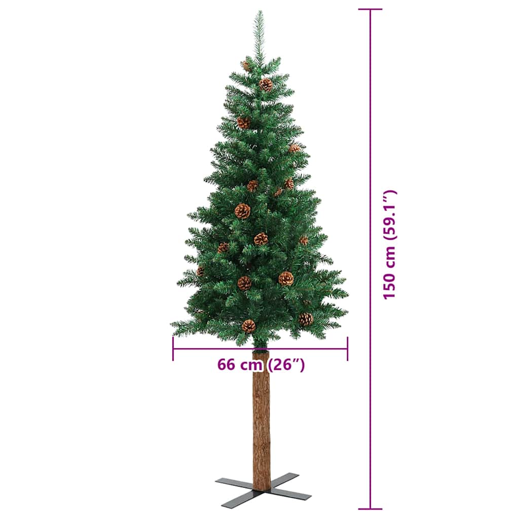 Smal Julgran med 150 LED-lampor Grön 150 Cm PVC och Solid Furu