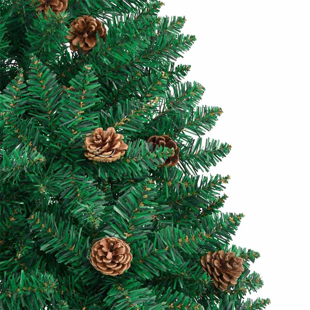 Smal Julgran med 300 LED-lampor Grön 180 Cm PVC och Solid Furu