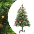 Konstgjord Julgran med LED -remsljus Grön 150 Cm PVC och Metall