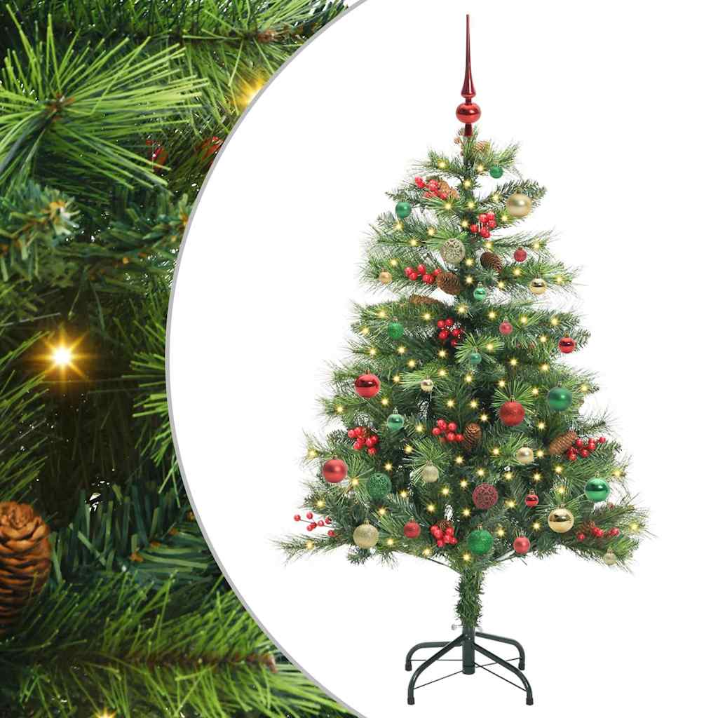 Konstgjord Julgran med LED -remsljus Grön 150 Cm PVC och Metall