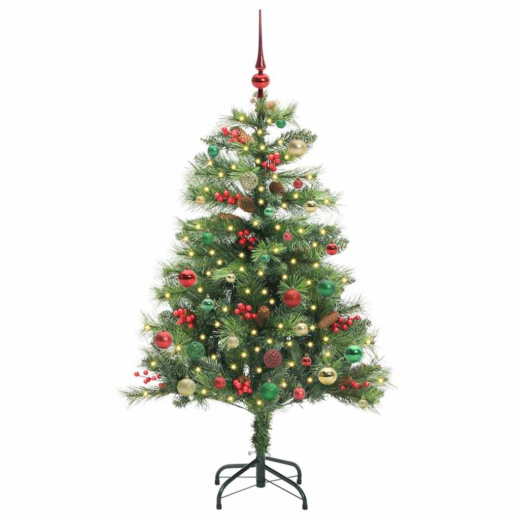 Konstgjord Julgran med LED -remsljus Grön 150 Cm PVC och Metall