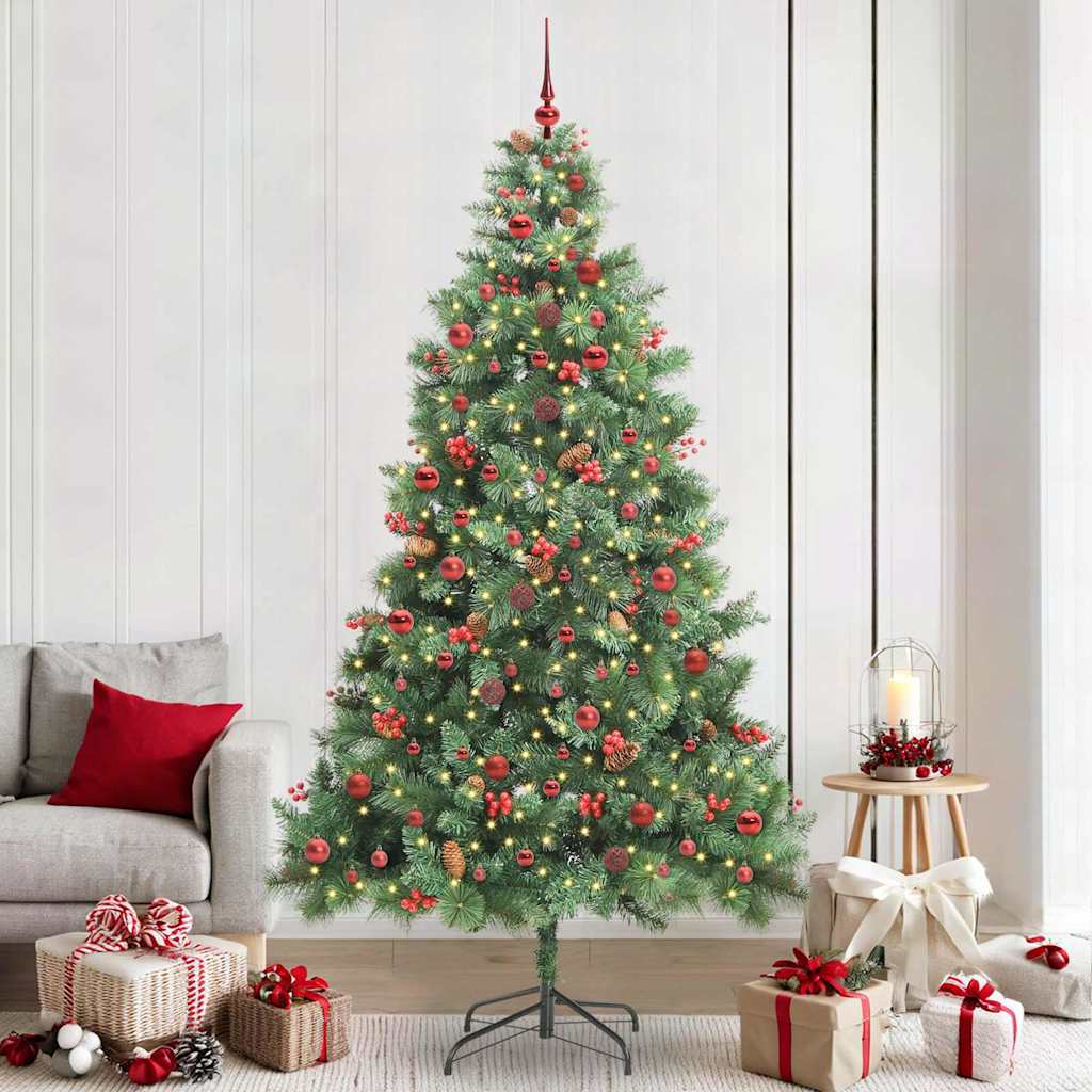 Konstgjord Julgran med LED -remsljus Grön 240 Cm PVC och Metall
