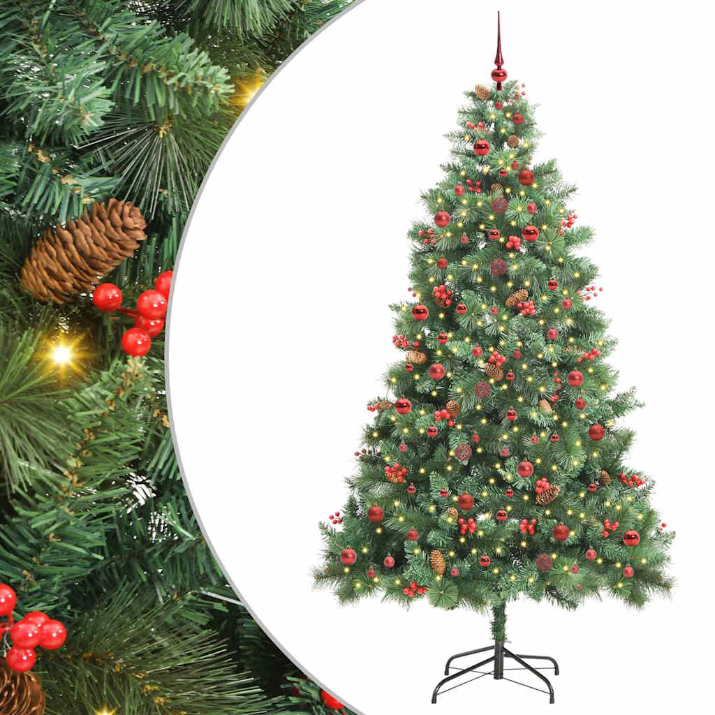 Konstgjord Julgran med LED -remsljus Grön 240 Cm PVC och Metall