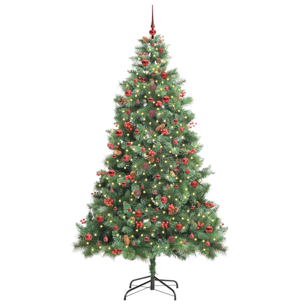 Konstgjord Julgran med LED -remsljus Grön 240 Cm PVC och Metall