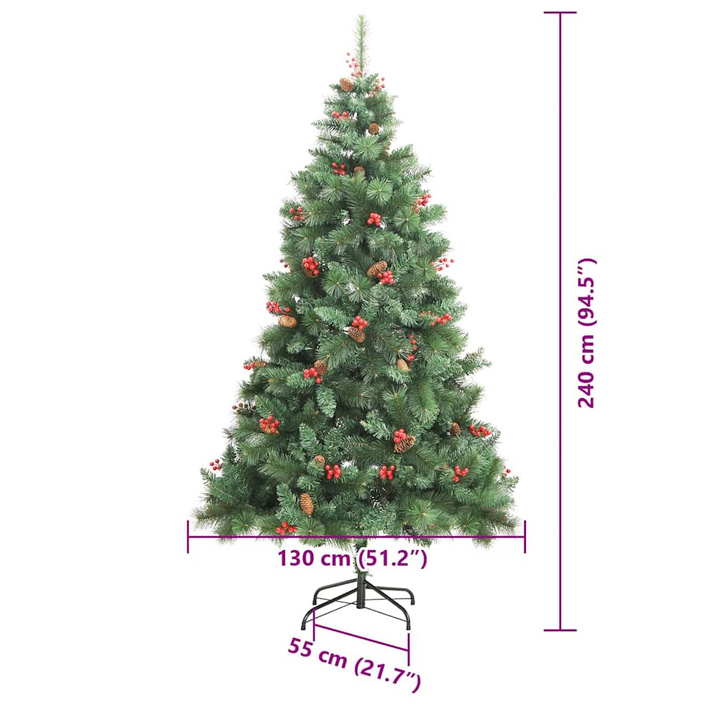 Konstgjord Julgran med LED -remsljus Grön 240 Cm PVC och Metall