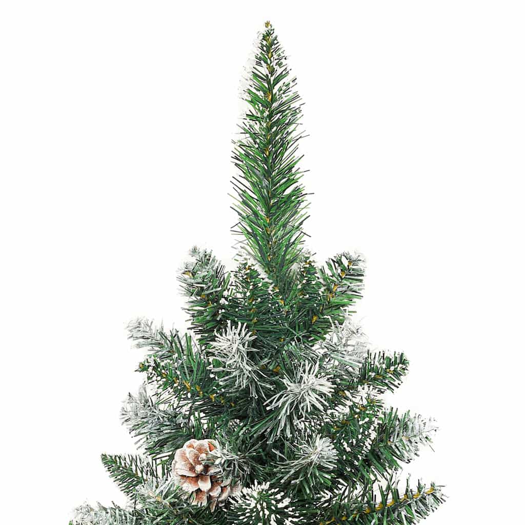 Konstgjort Smalt Julträd med 300 LED-lampor Grön och Vit 180 Cm