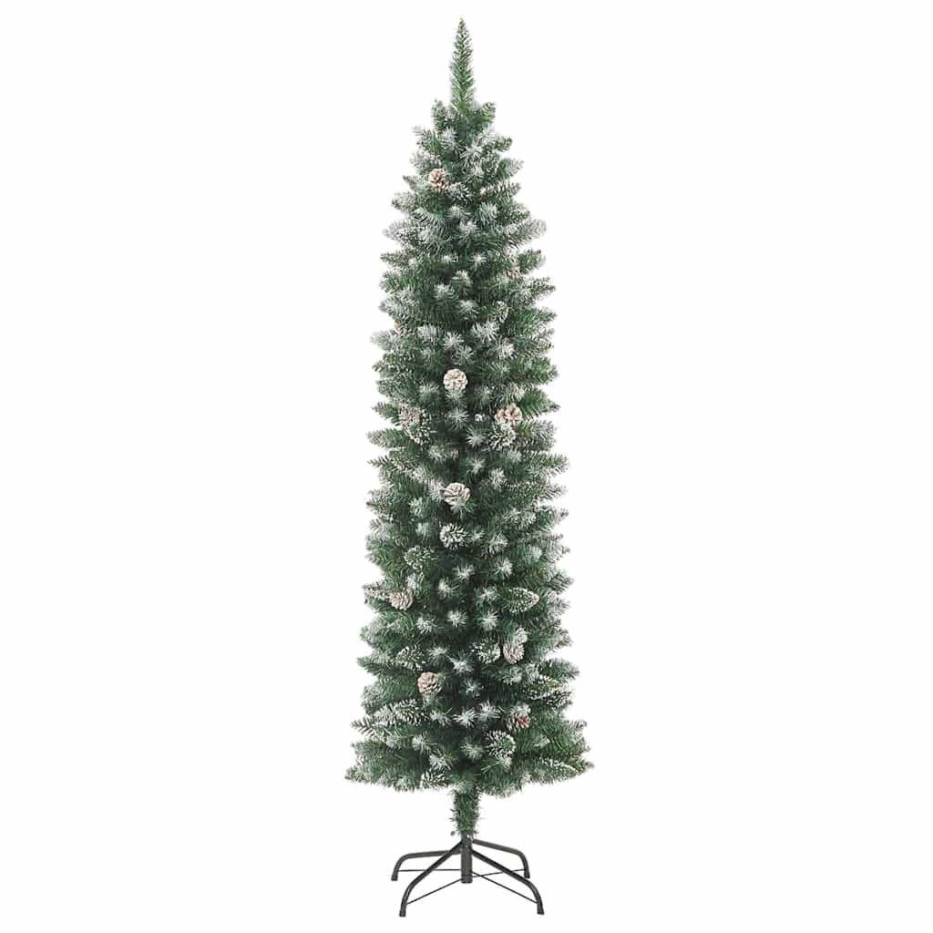 Konstgjort Smalt Julträd med 300 LED-lampor Grön och Vit 180 Cm
