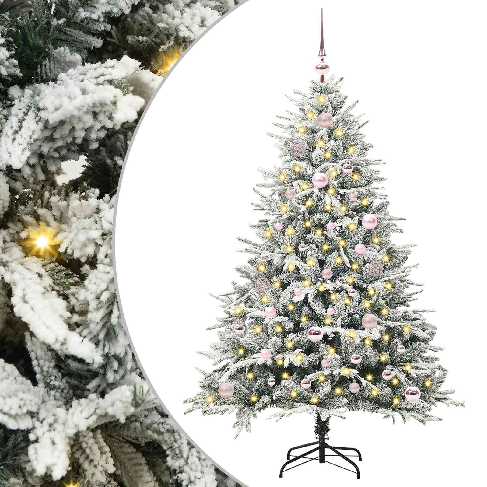 Konstgjord Förbelyst Julgran med Bollsats Grön 150 Cm