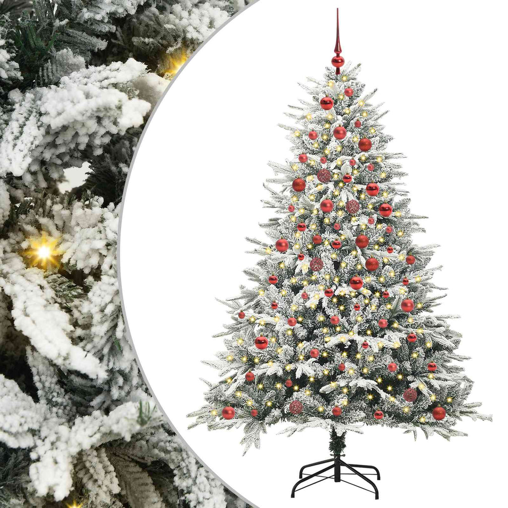 Konstgjord Förbelyst Julgran med Bollsats Grön 180 Cm