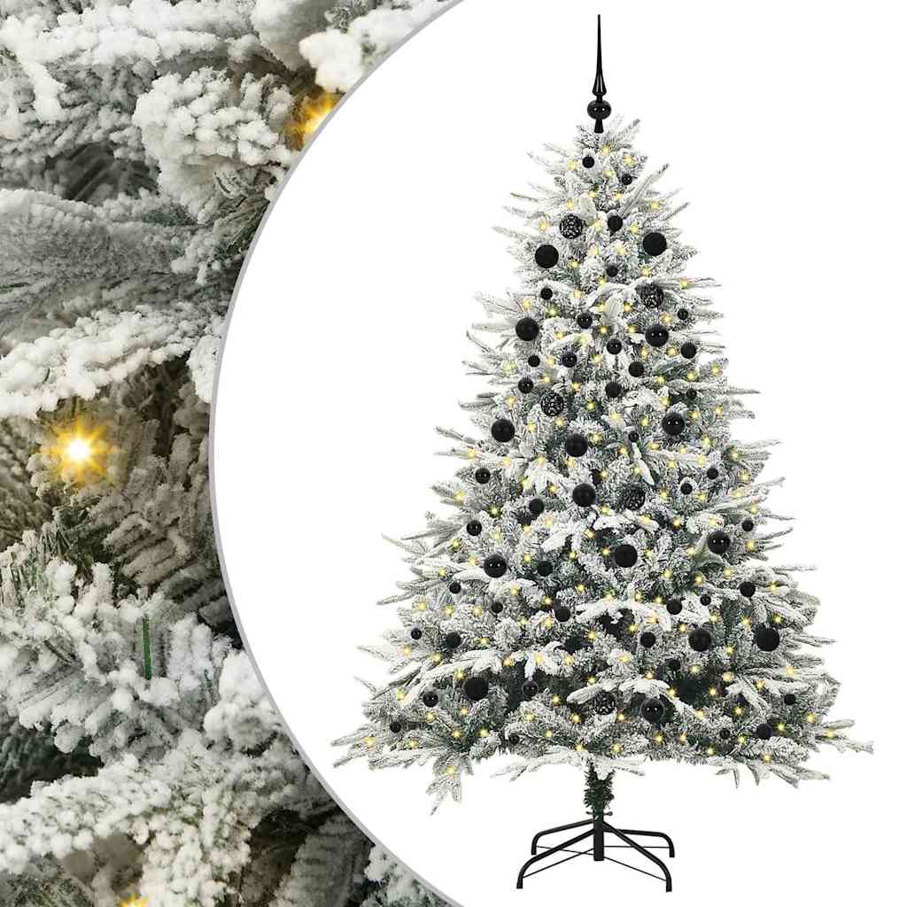 Konstgjord Förbelyst Julgran med Bollsats Grön 210 Cm