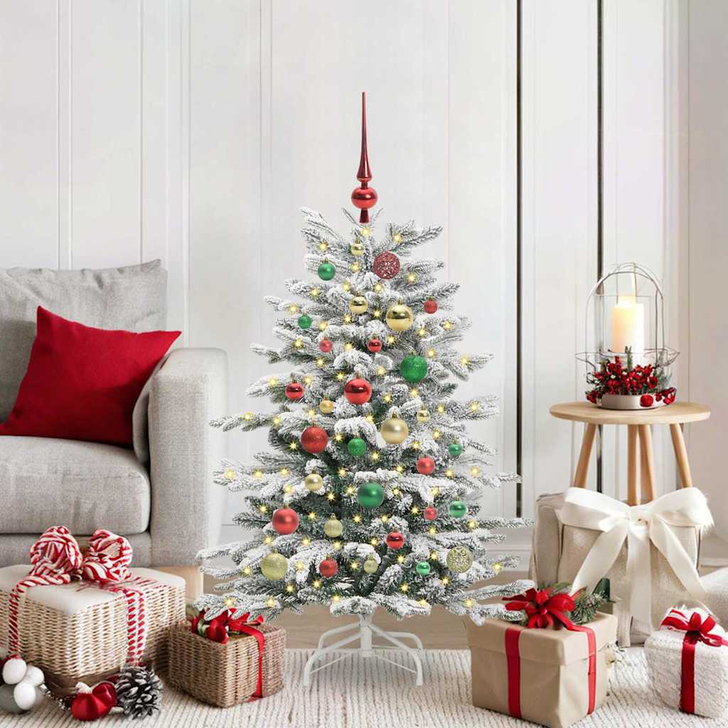 Plast Hingad Julgran med LED -remsljus Vit 120 Cm PE och PVC
