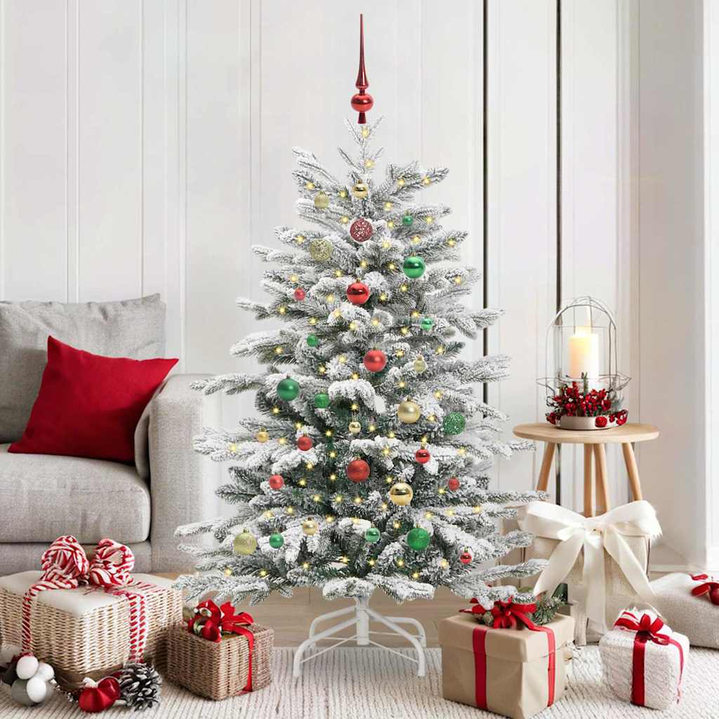 Plast Hingad Julgran med LED -remsljus Vit 150 Cm PE och PVC