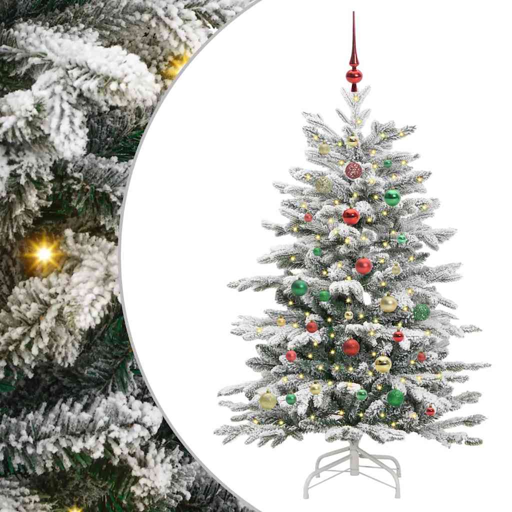 Plast Hingad Julgran med LED -remsljus Vit 150 Cm PE och PVC