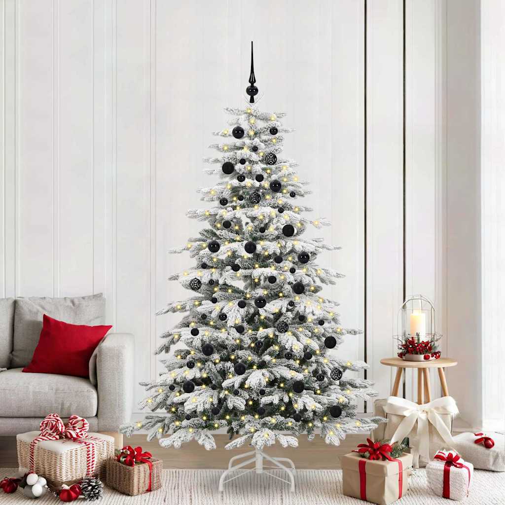 Plast Hingad Julgran med LED -remsljus Vit 210 Cm PE och PVC
