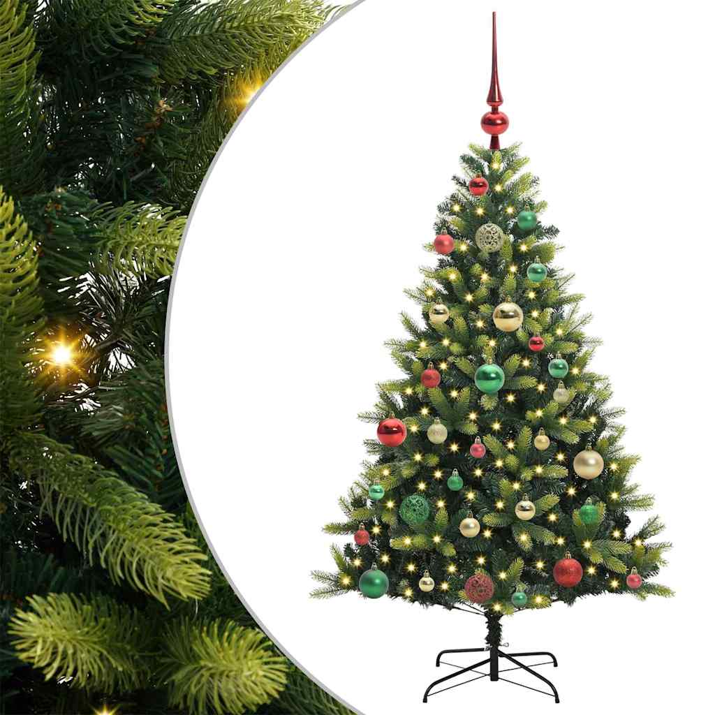 Konstgjort Fällbart Julträd 150 LEDs Grön 120 Cm PVC och PE