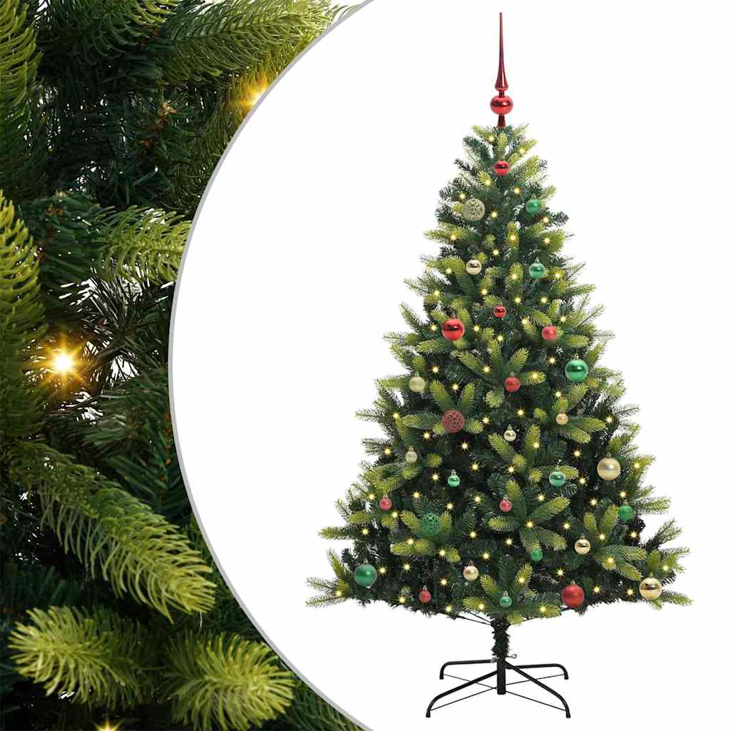Konstgjort Fällbart Julträd 150 LEDs Grön 120 Cm PVC och PE