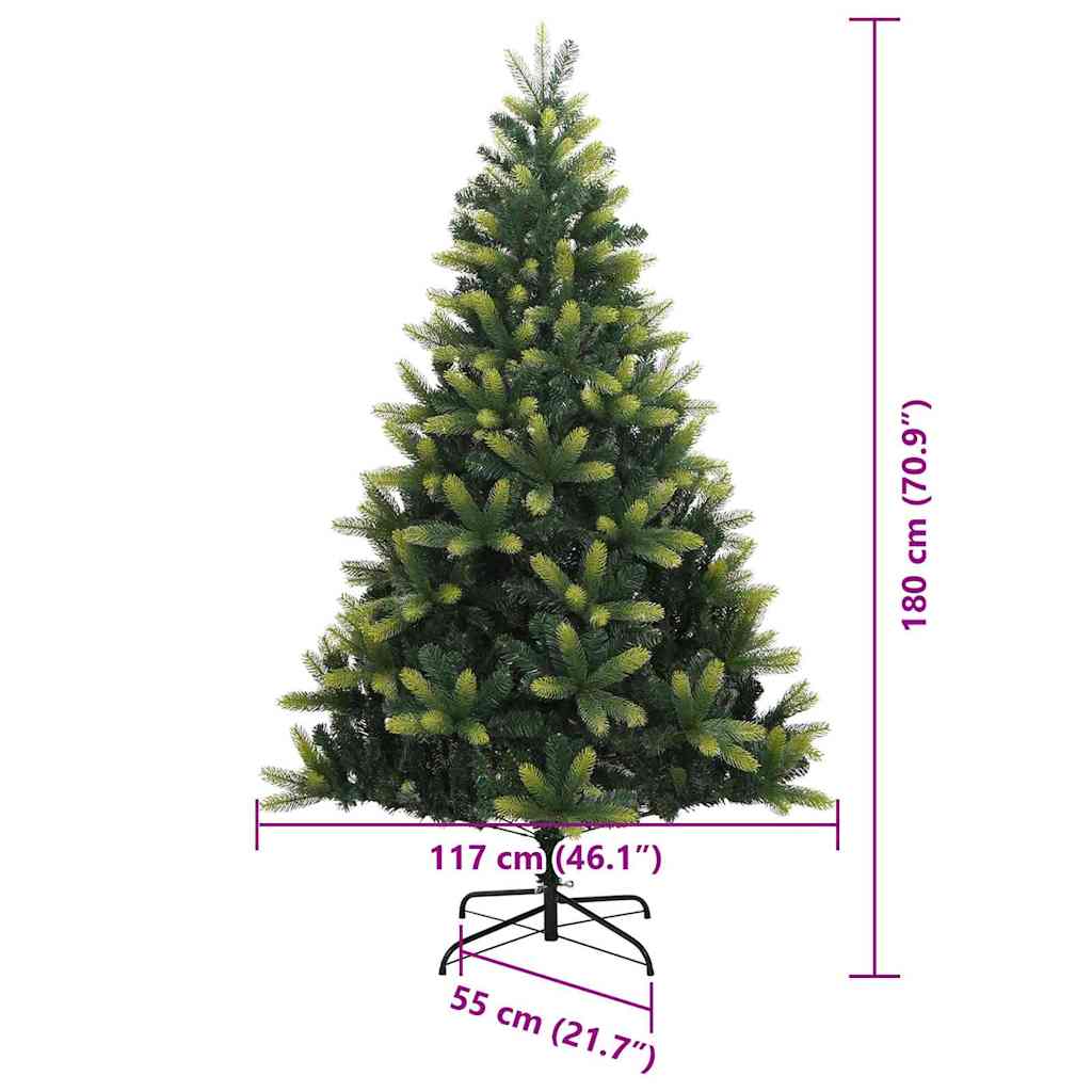 Konstigt Hinged Julgran 300 LEDs Grön 180 Cm PVC och PE