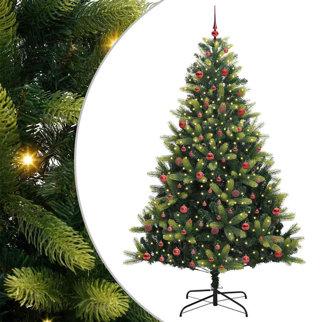 Konstigt Hinged Julgran 300 LEDs Grön 180 Cm PVC och PE