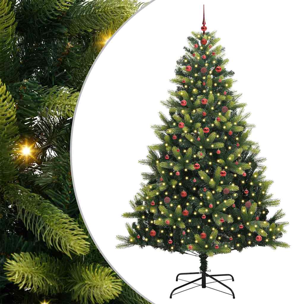 Konstigt Hinged Julgran 300 LEDs Grön 180 Cm PVC och PE