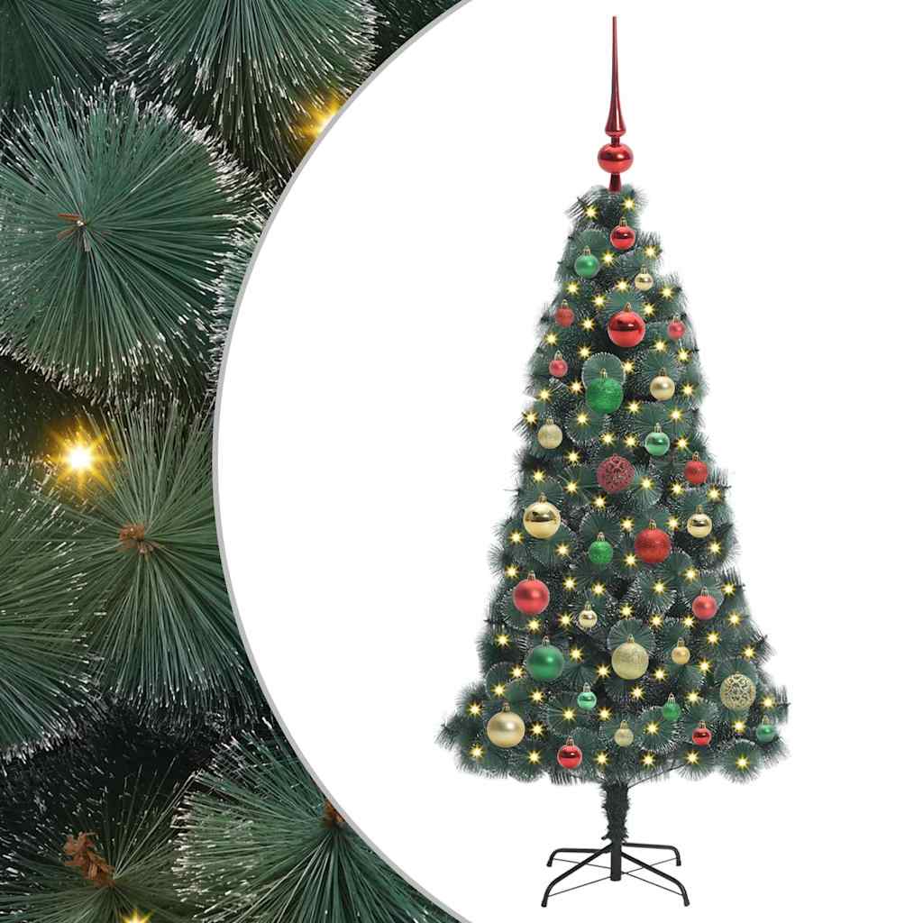 Konstgjord Förbelyst Julgran med Kulset Grön 120 Cm PET