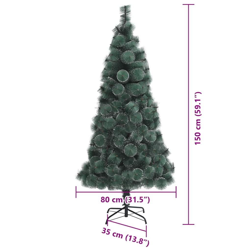 Konstgjord Förbelyst Julgran med Bollsats Grön 150 Cm