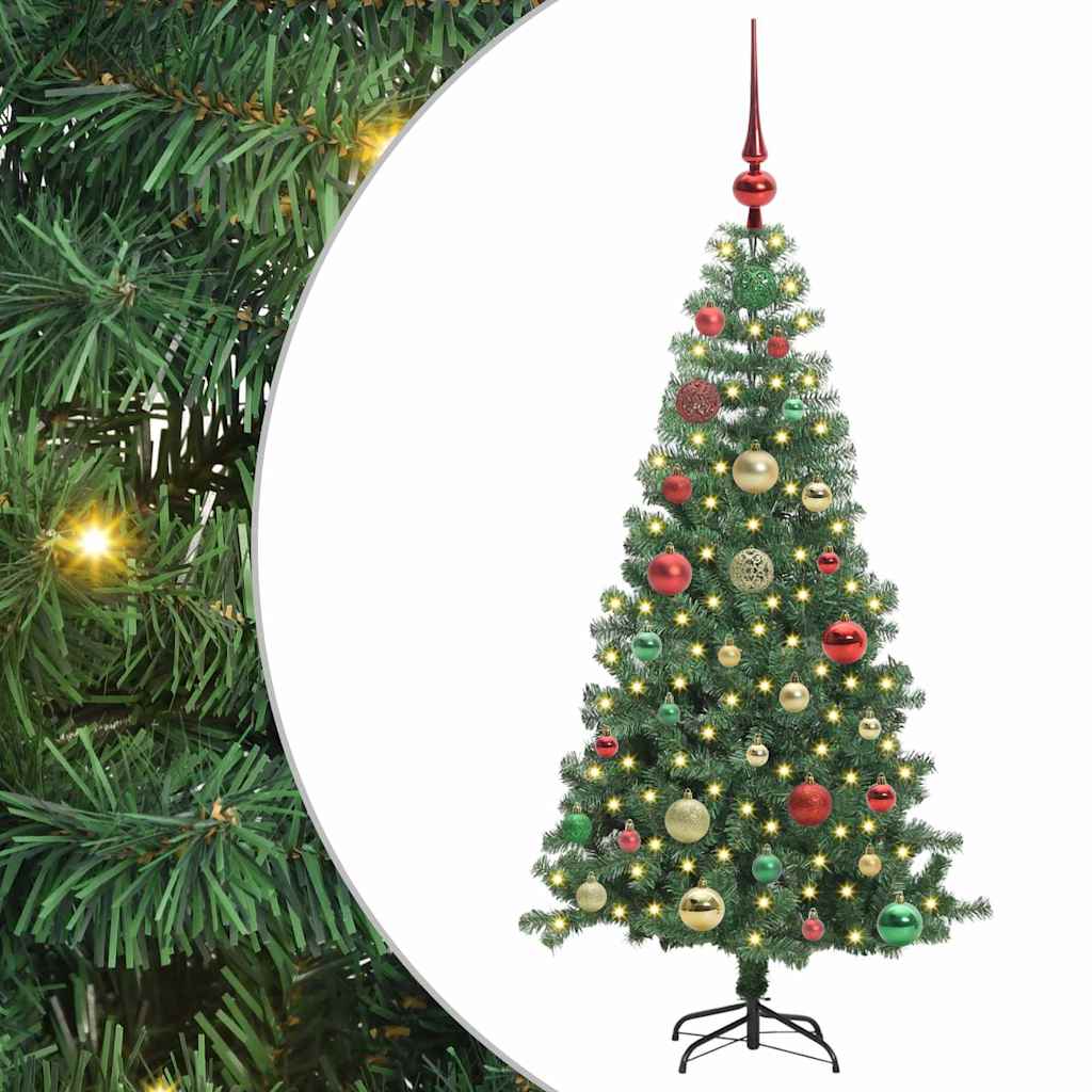 Julgran med 150 LED-lampor med Stativ Grön 65 Cm PE