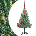 Konstgjord Julgran Snöflockad med LED Ljus Grön och Vit 120 Cm