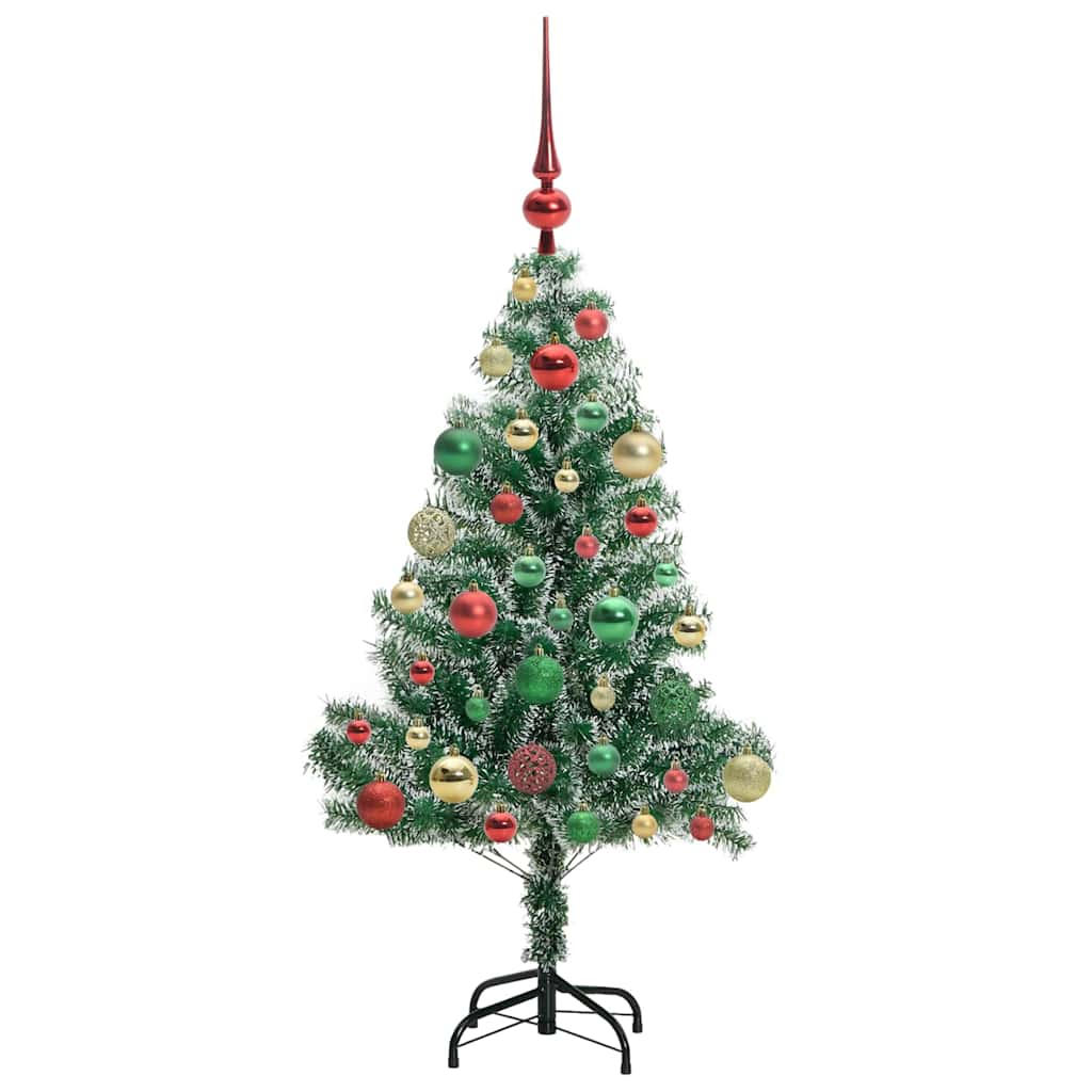 Konstgjord Julgran Snöflockad med LED Ljus Grön och Vit 120 Cm