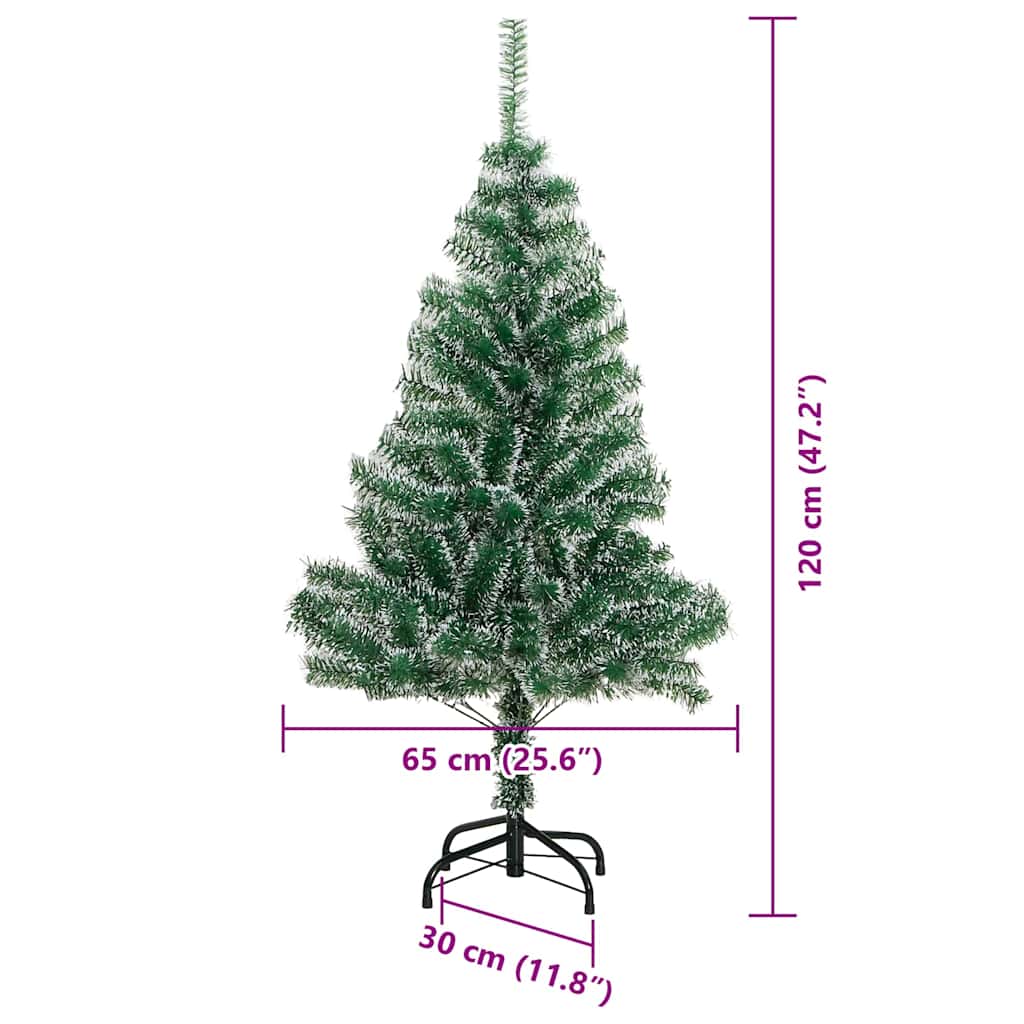 Konstgjord Julgran Snöflockad med LED Ljus Grön och Vit 120 Cm