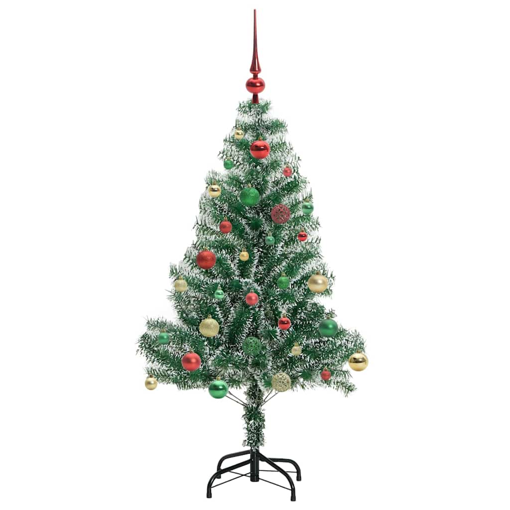 Konstgjord Julgran Snöflockad med LED Ljus Grön och Vit 150 Cm