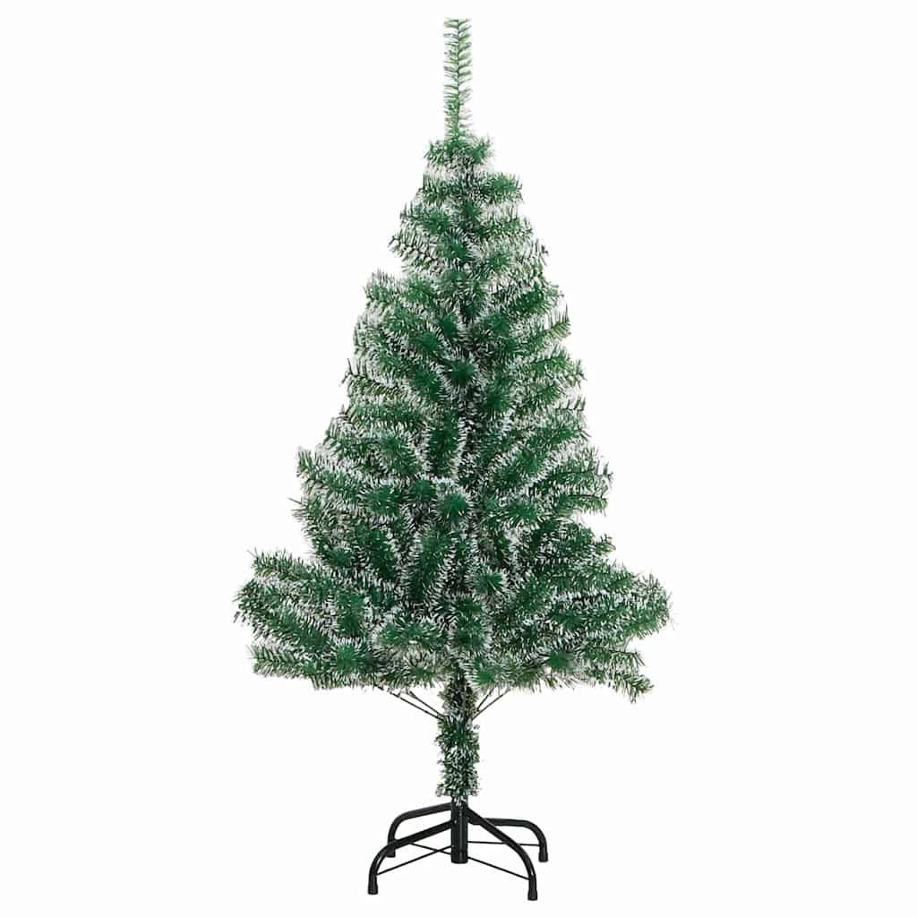 Konstgjord Julgran Snöflockad med LED Ljus Grön och Vit 150 Cm