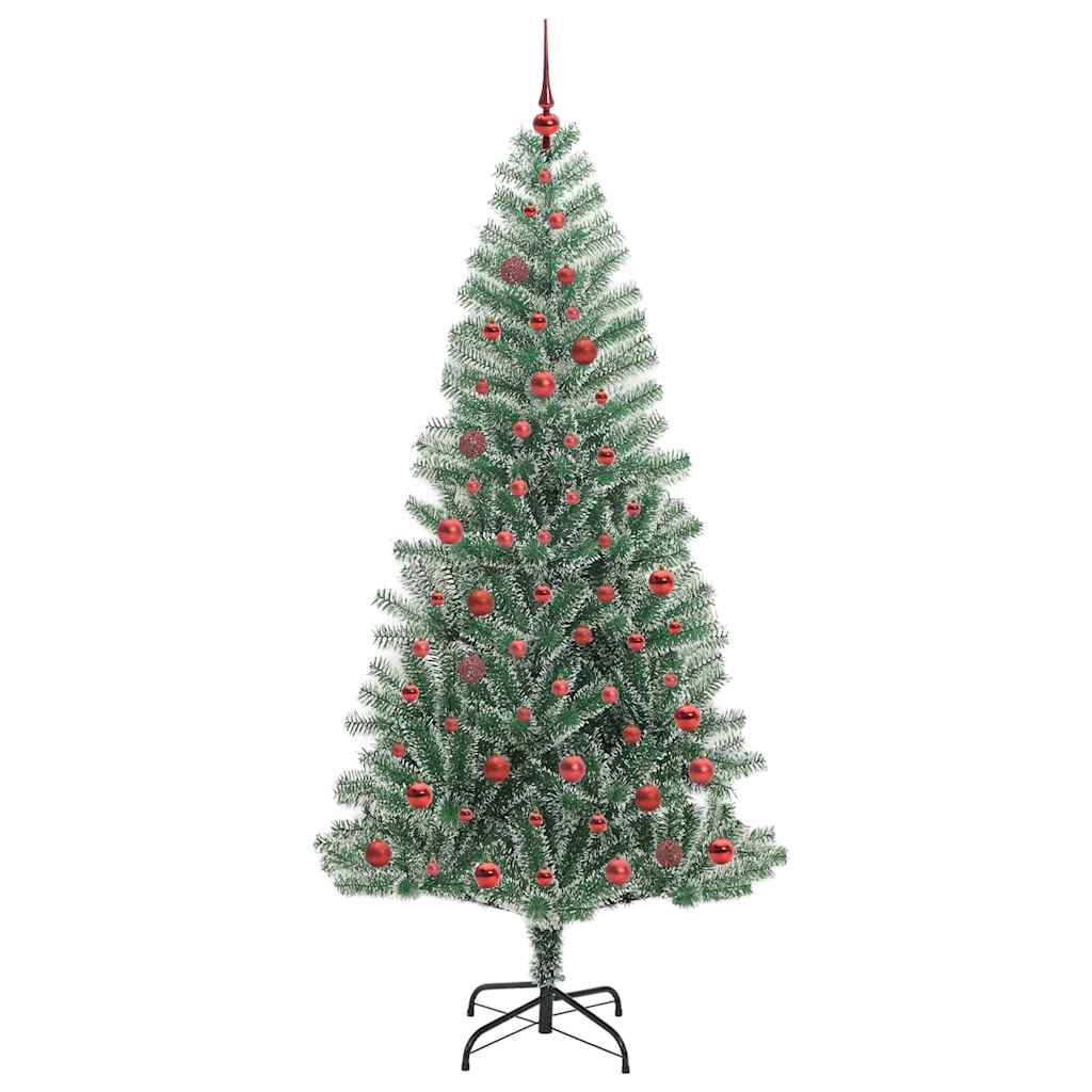 Konstgjord Julgran Snöflockad med LED Ljus Grön och Vit 210 Cm
