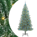 Konstgjord Julgran Snöflockad med LED Ljus Grön och Vit 210 Cm