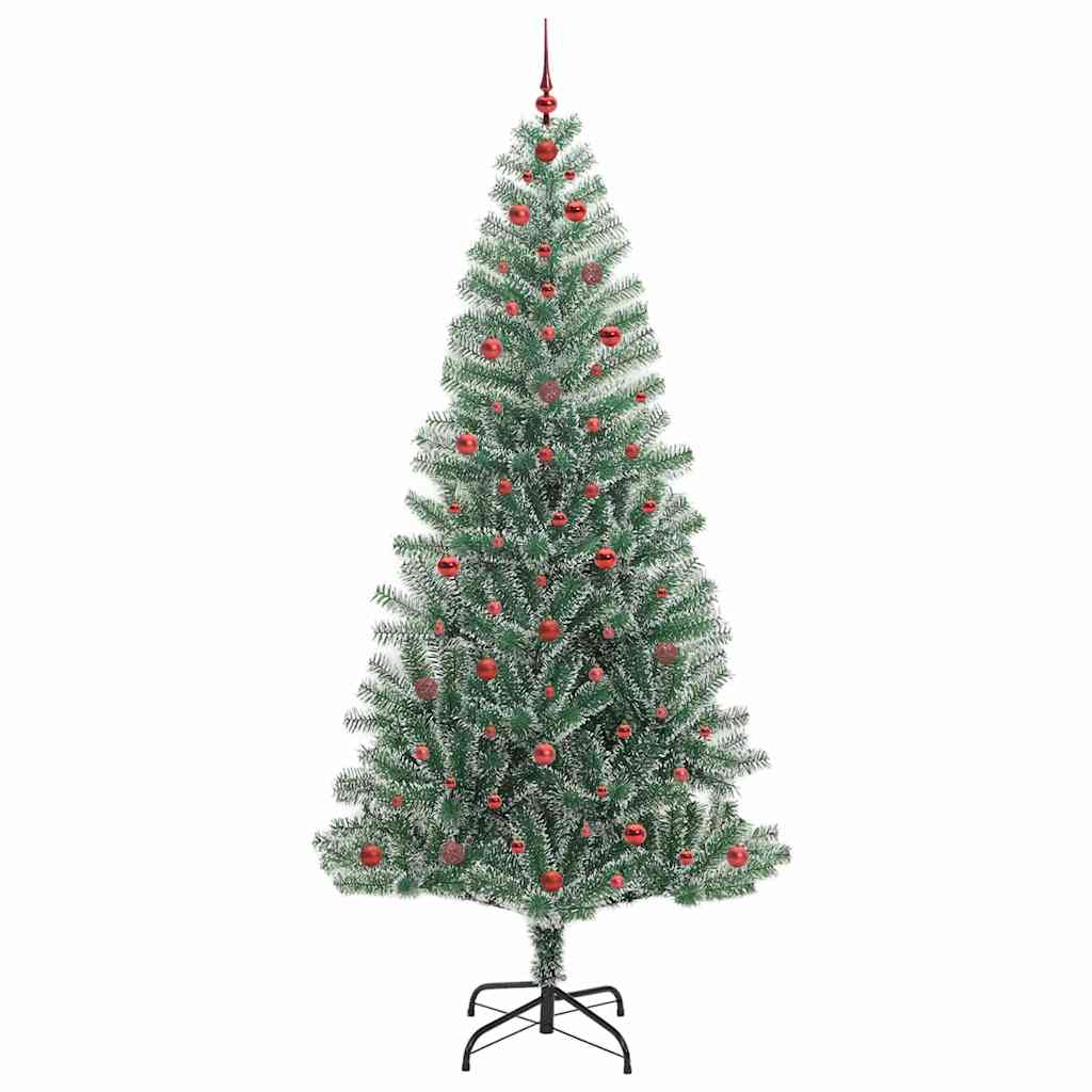 Konstgjord Julgran Snöflockad med LED Ljus Grön och Vit 240 Cm