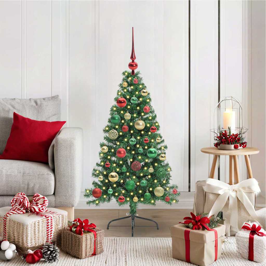 Konstgjord Förbelyst Julgran med 150 LED-lampor 120 Cm PVC
