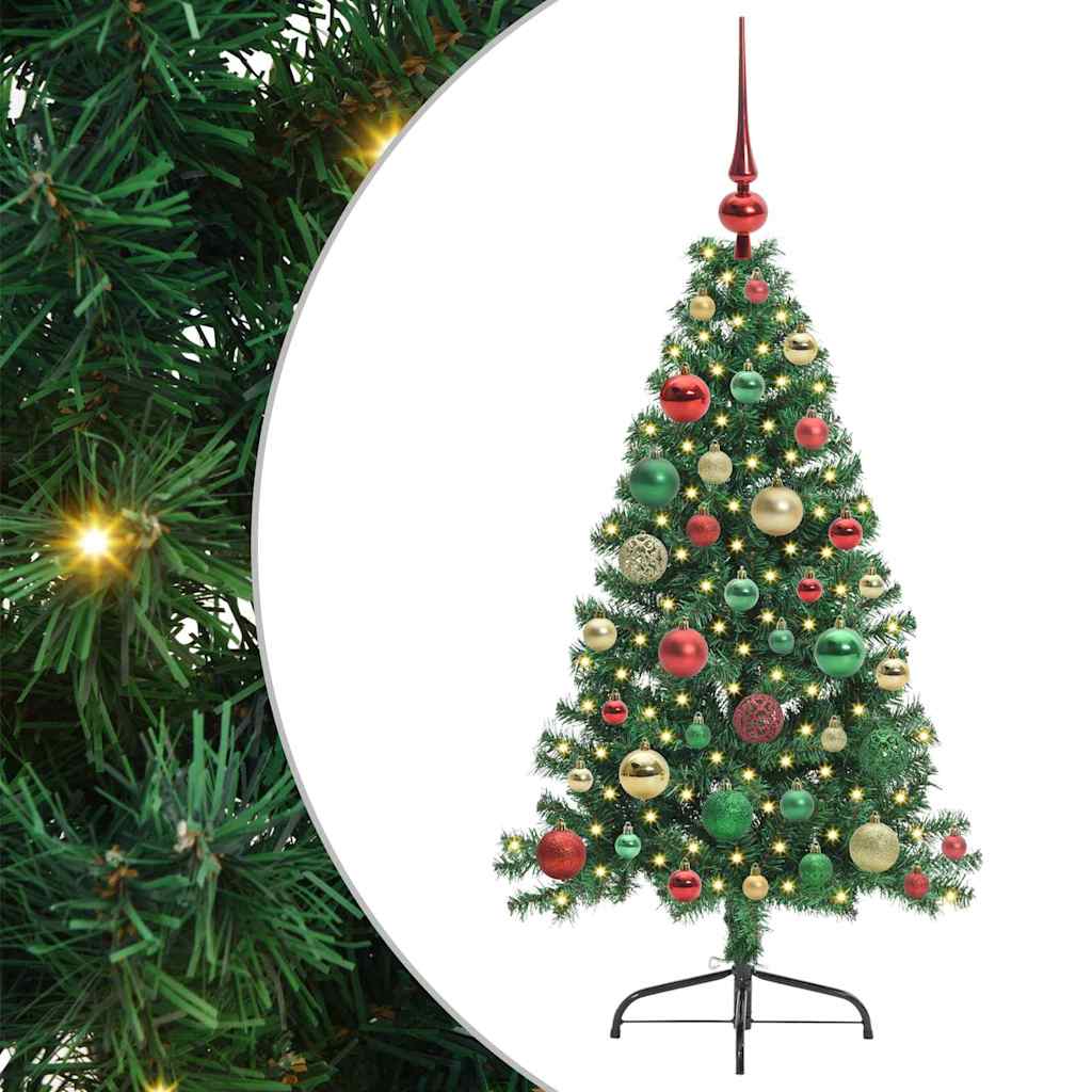 Konstgjord Förbelyst Julgran med 150 LED-lampor 120 Cm PVC