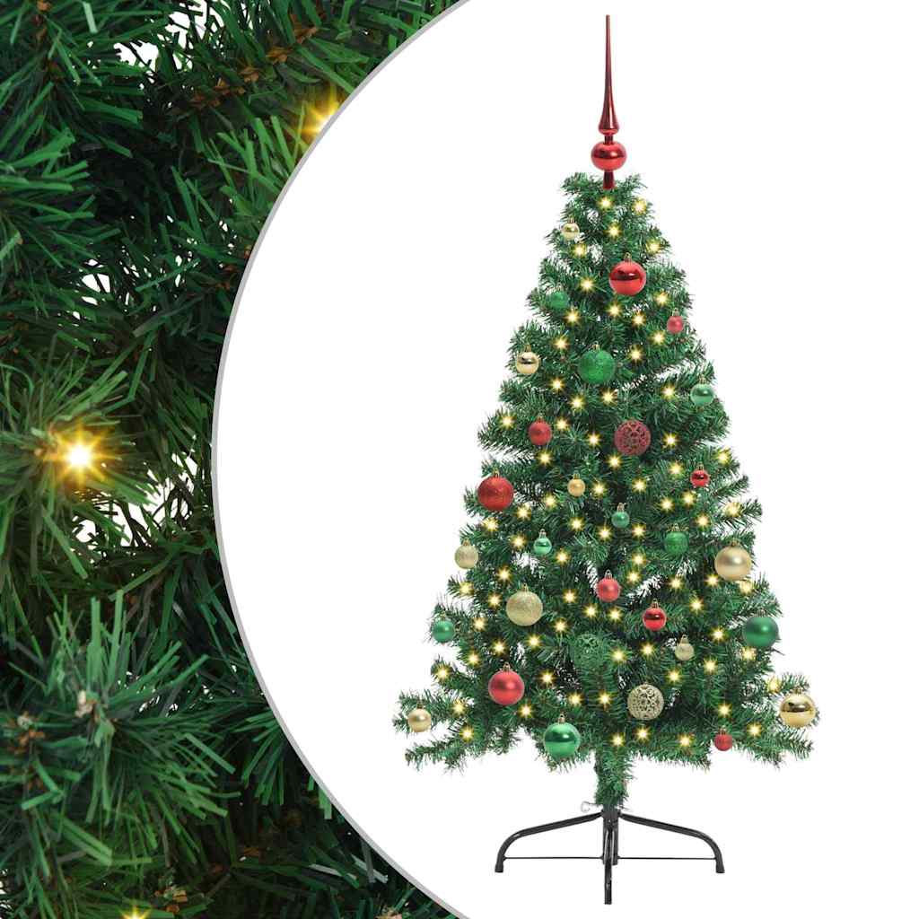 Konstgjord Förbelyst Julgran med 150 LED-lampor 120 Cm PVC
