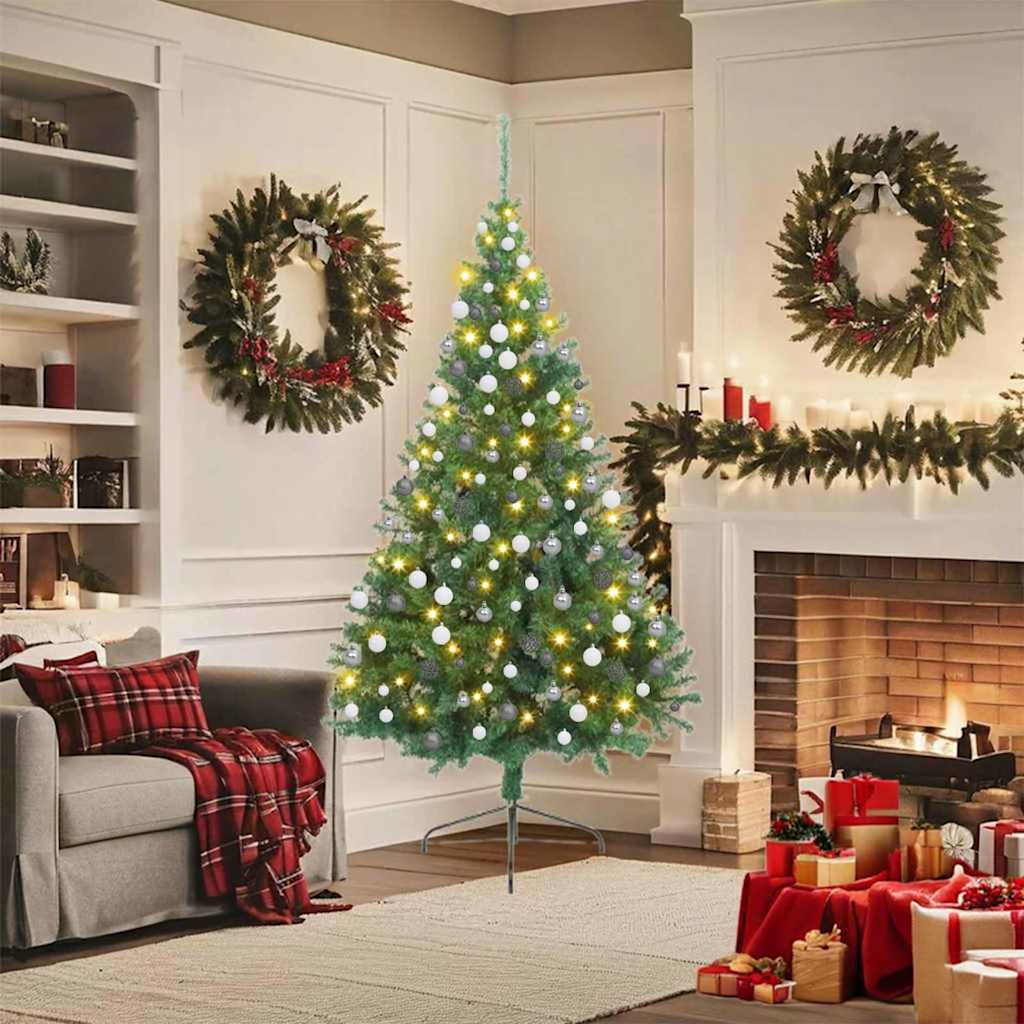 Konstgjord Förbelyst Julgran med 300 LED-lampor 180 Cm PVC