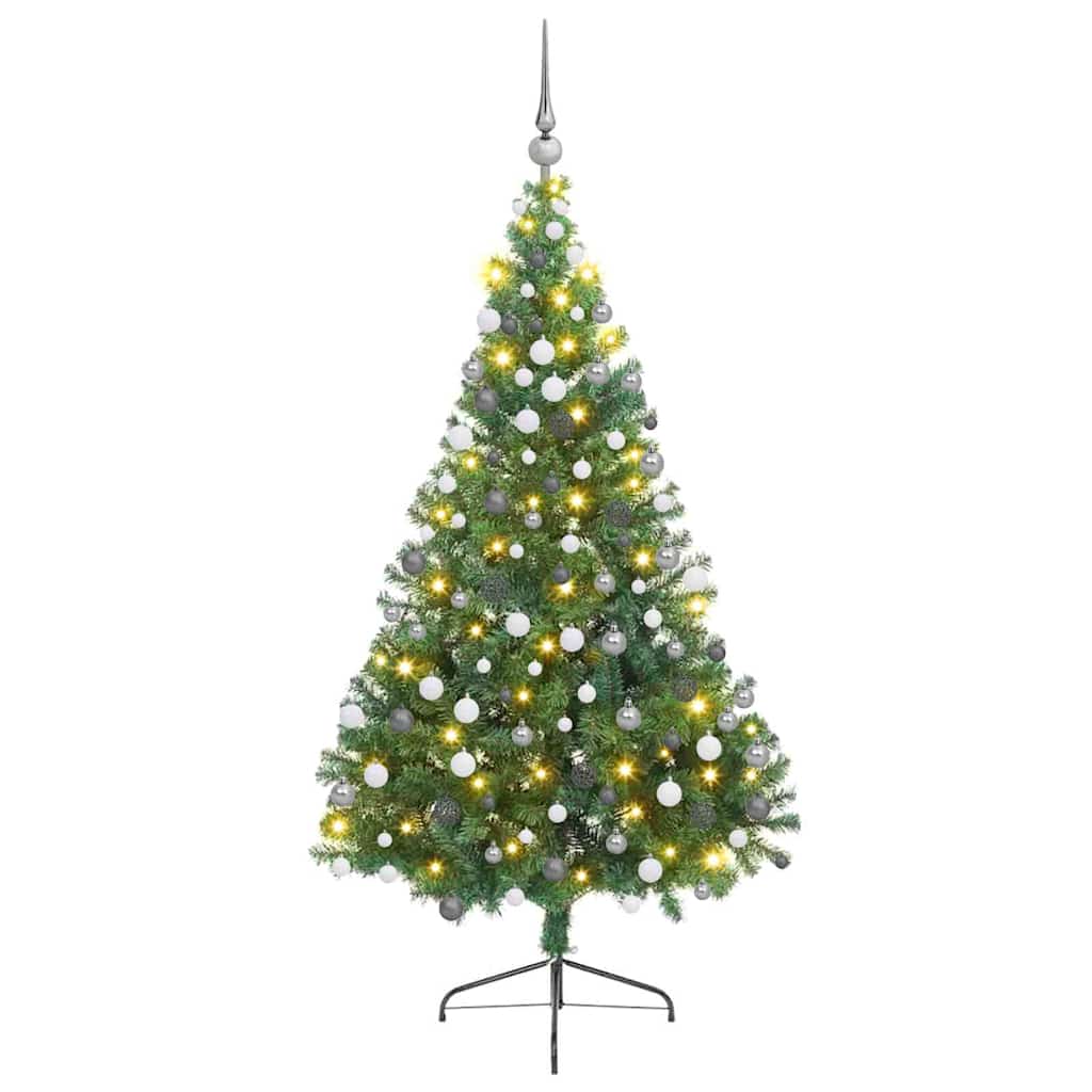 Konstgjord Förbelyst Julgran med 300 LED-lampor 180 Cm PVC