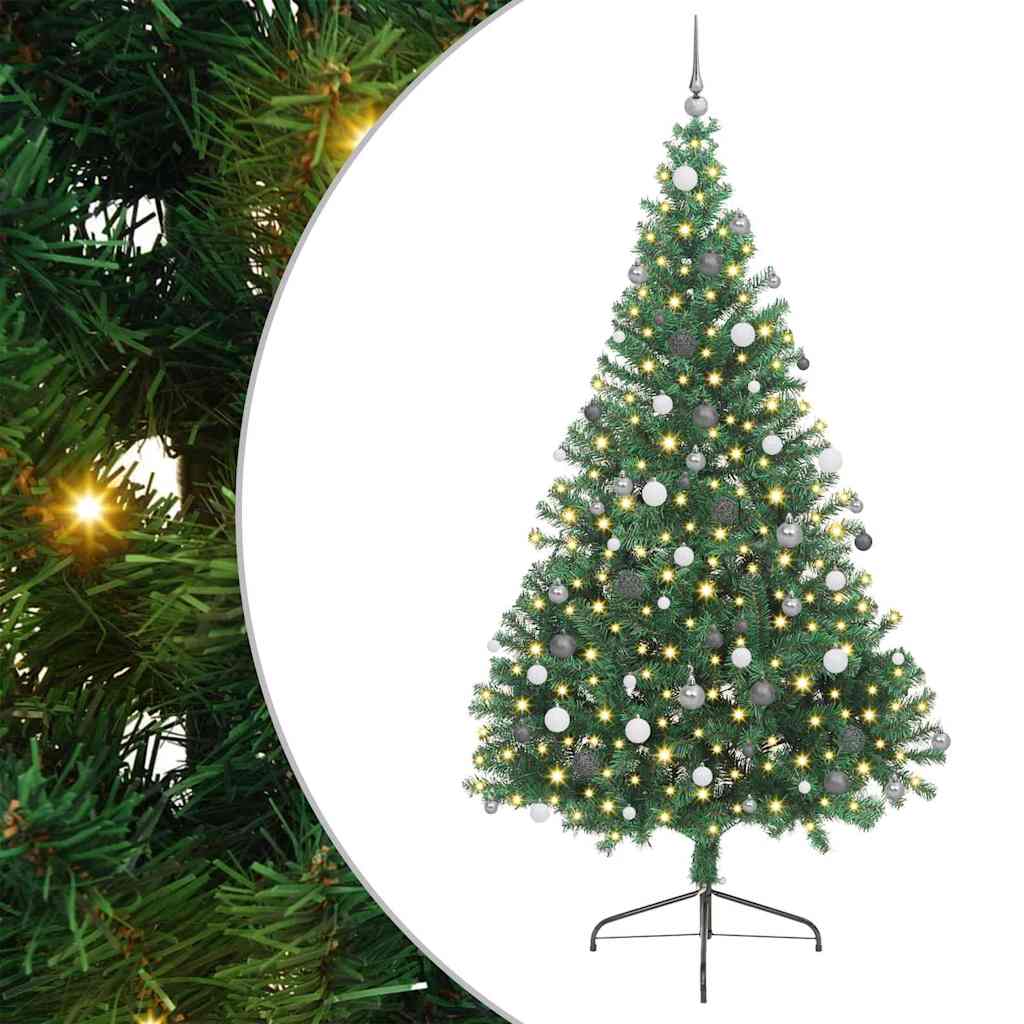 Konstgjord Förbelyst Julgran med 300 LED-lampor 180 Cm PVC