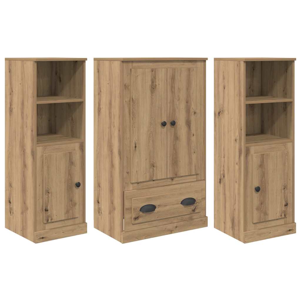 Skåp med Låda 3 Pcs Ek Konstruerat Trä