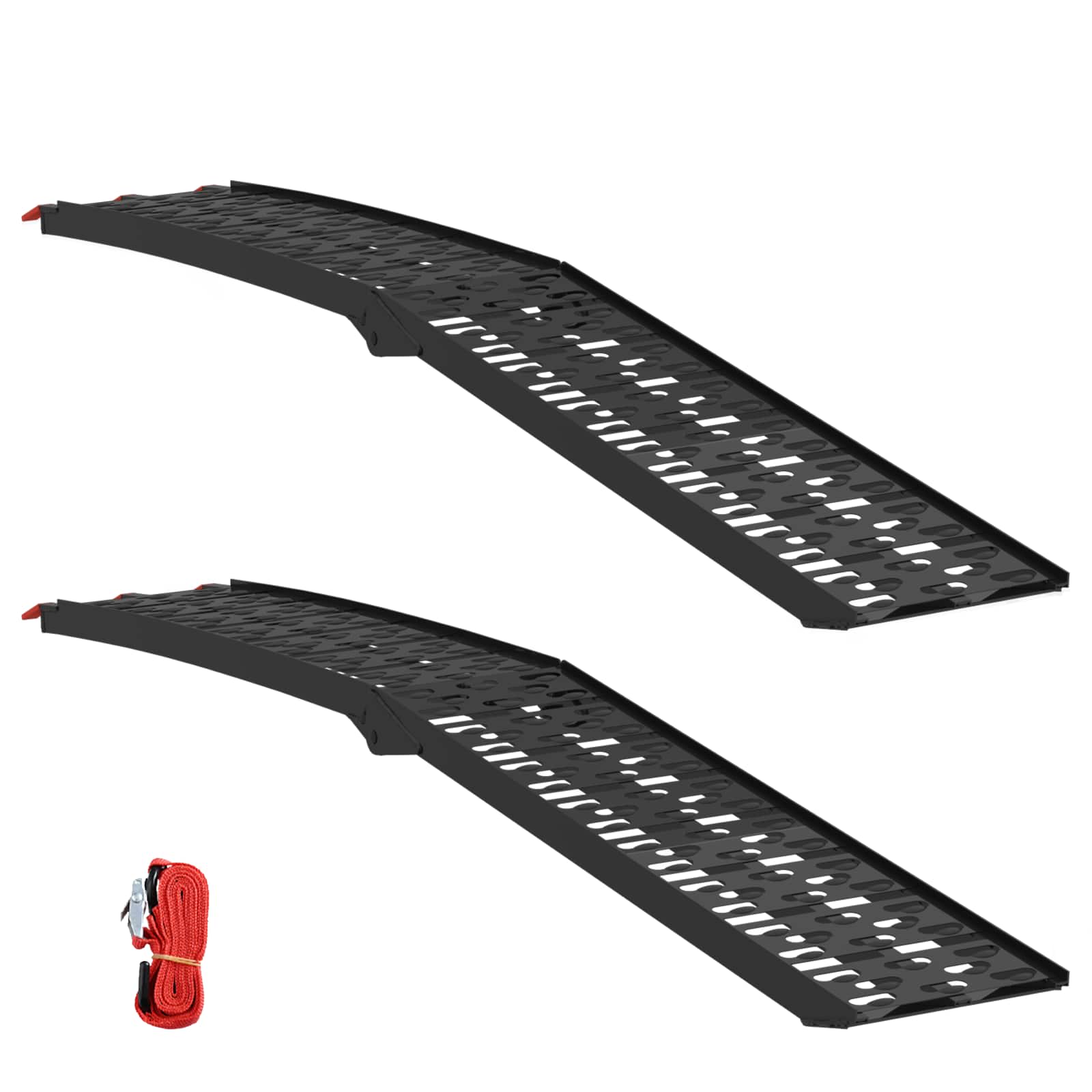 Hopfällbar Motorcykelramp 340 Kg Per Ramp Svart Aluminium