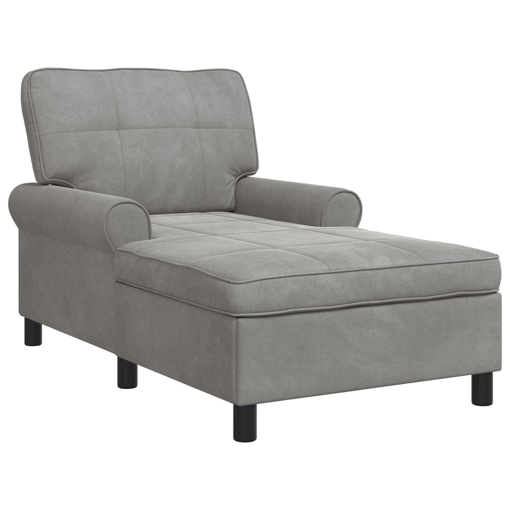 Chaise Lounge Kudde Ljusgrå Ljusgrå Sammet